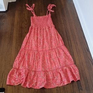 Lost + Wander Coral with Flower Print Maxi Dress